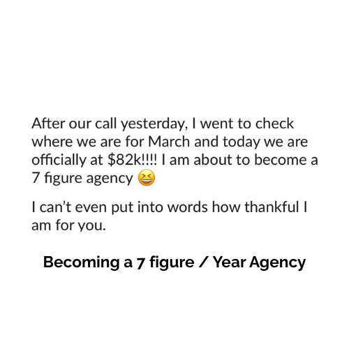 Client message: becoming a 7 figure per year agency