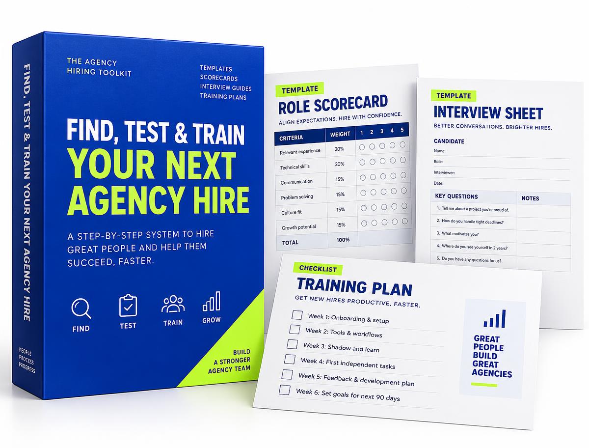 Find, Test & Train Your Next Agency Hire digital resource mockup